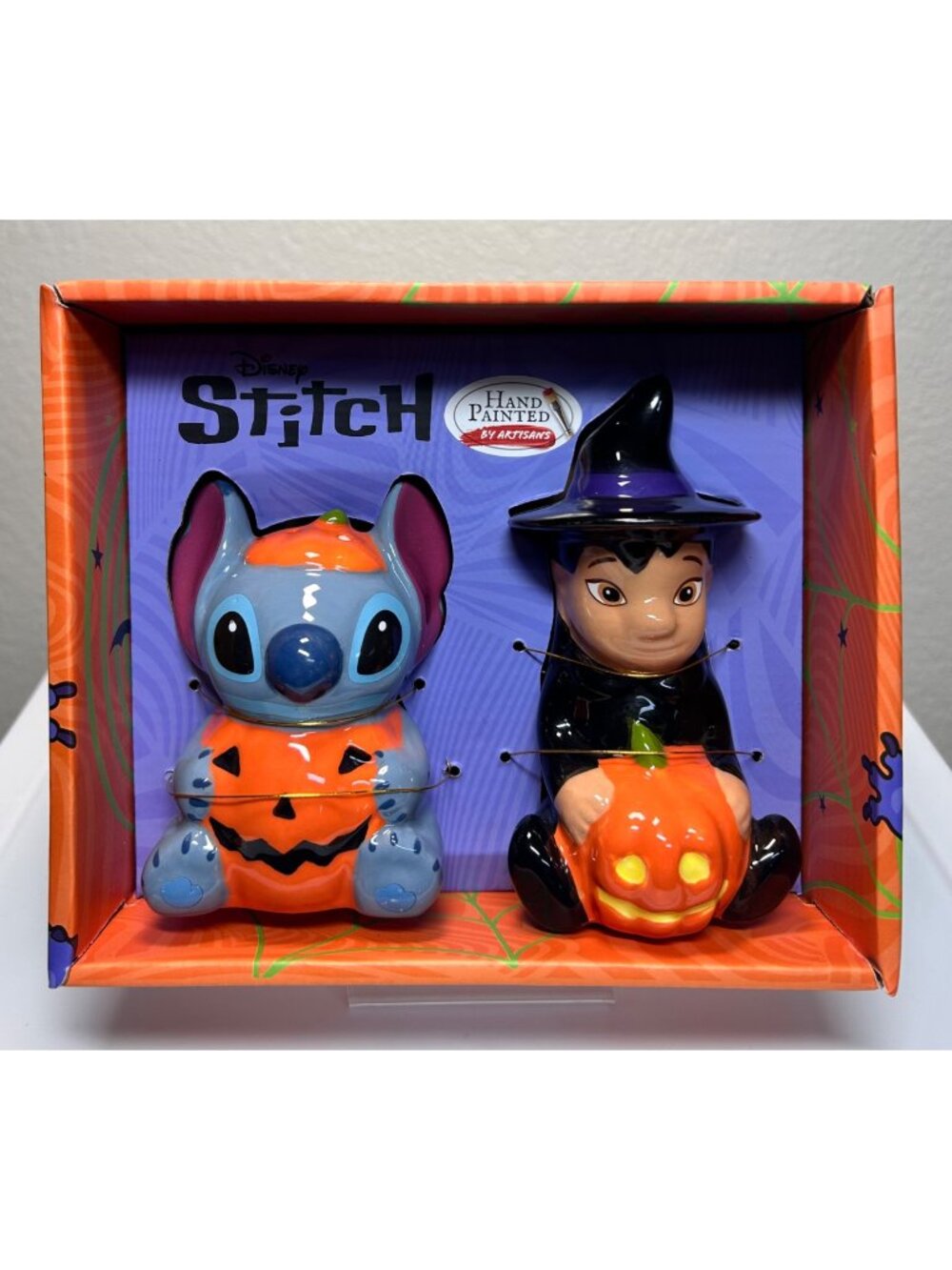 Disney Stitch Halloween Ceramic Salt & Pepper Shakers Hand Painted Gift Set